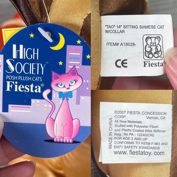2006 Fiesta High Society Satin Posh Cat and Dog Plush Bulldog Siamese Poodle NEW - Picture 10 of 11